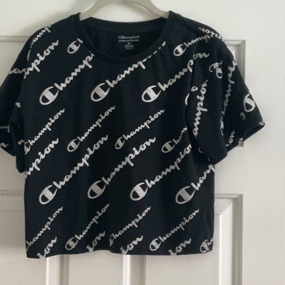 Champion Kids Black and White Logo Tee